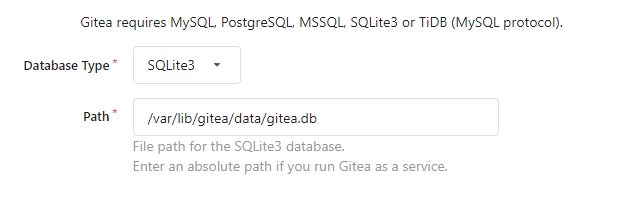 gitea database