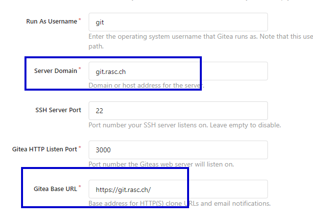 gitea settings