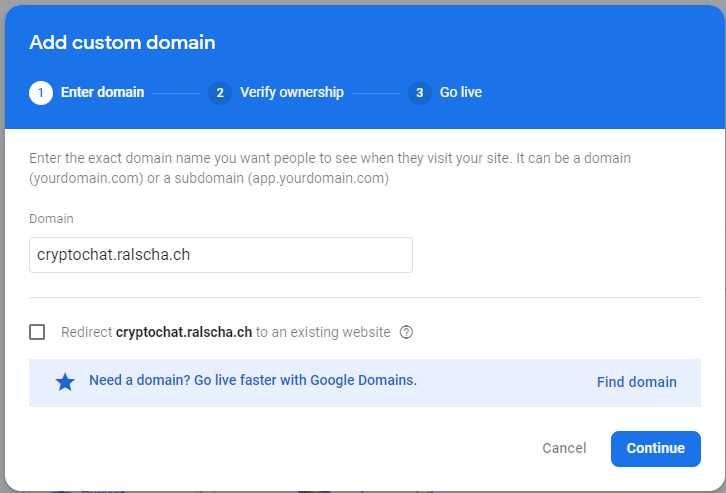 enter custom domain