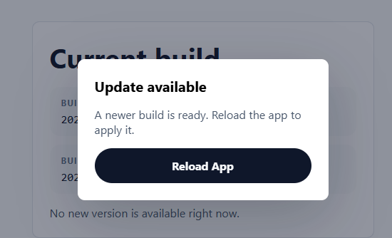 screenshot of the update banner